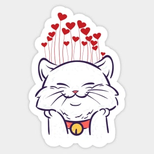 Cat Love Hearts Funny Adorable Design Perfect for Cat Owners and Cat Lovers Sticker